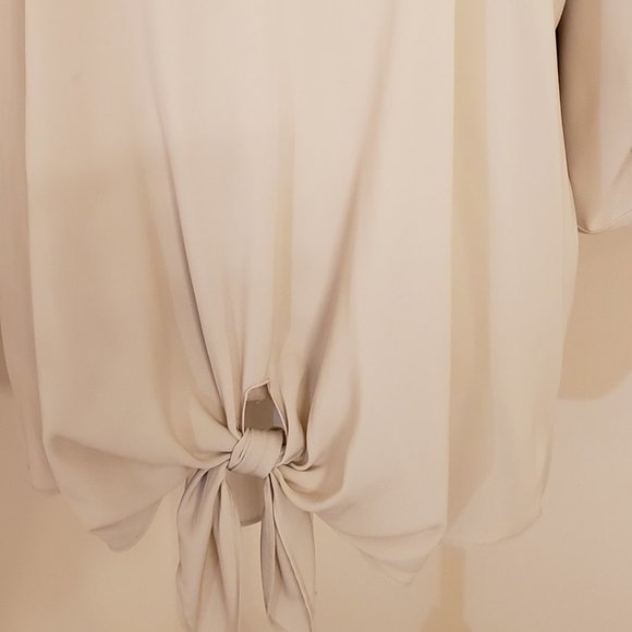 Chico's sheer beige dolman tunic with tie front - Picture 6 of 8